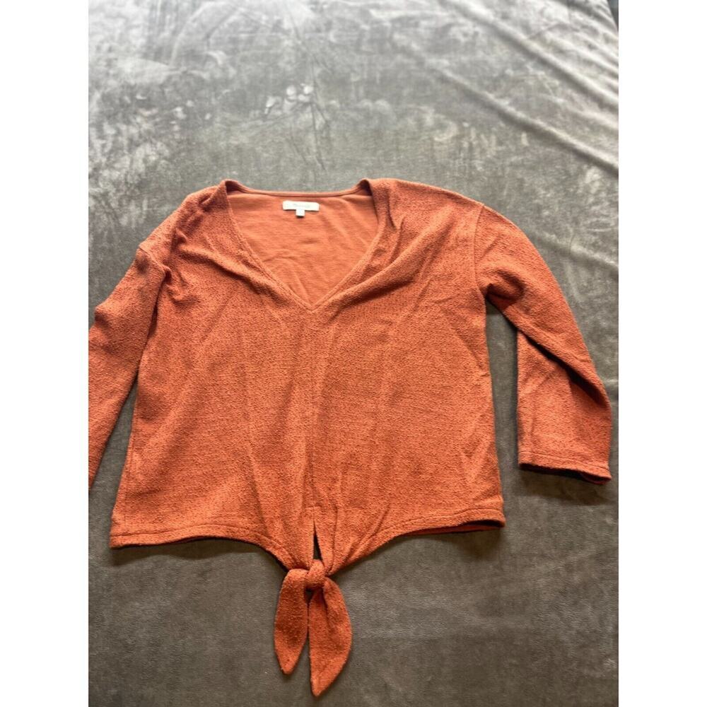 Madewell Front Tie Shirt Womens Small Blouse Orange